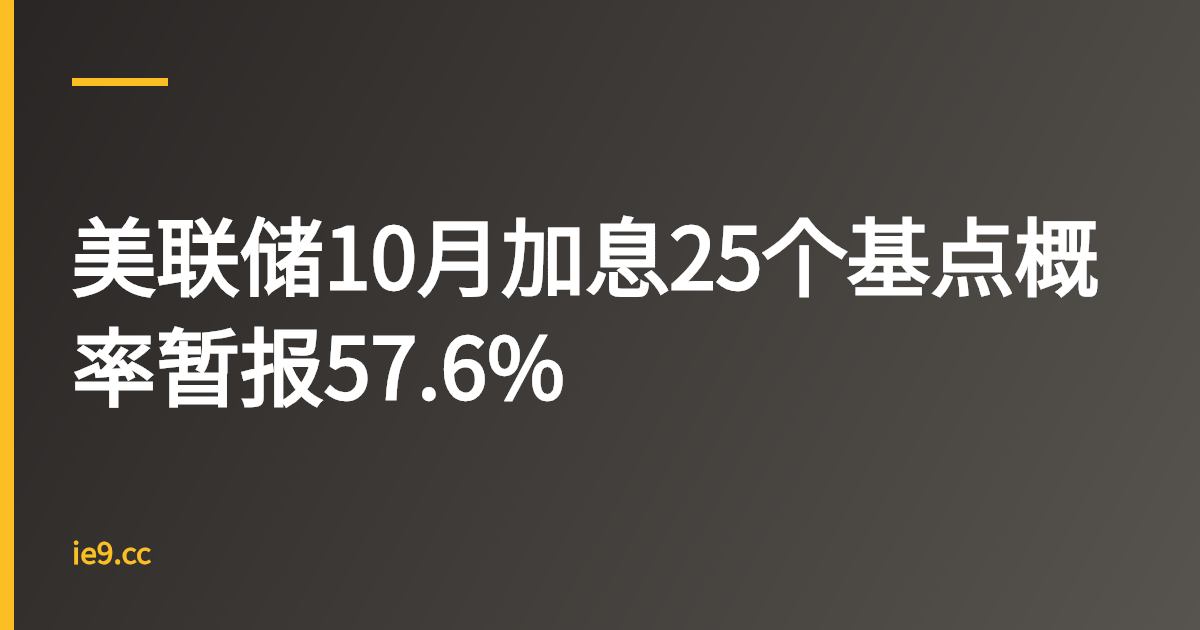 美联储10月加息25个基点概率暂报57.6%