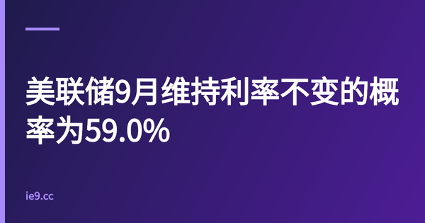 美联储9月维持利率不变的概率为59.0%