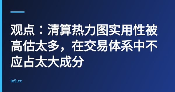 观点：清算热力图实用性被高估太多，在交易体系中不应占太大成分